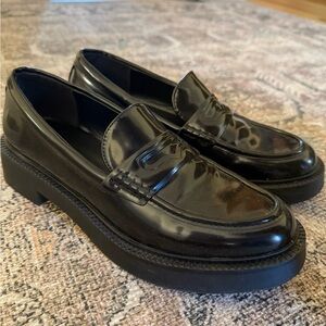 Zara Glossy Black Loafers